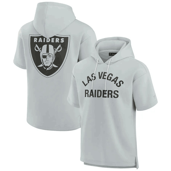 Men's Las Vegas Raiders Gray Super Soft Fleece Short Sleeve Hoodie